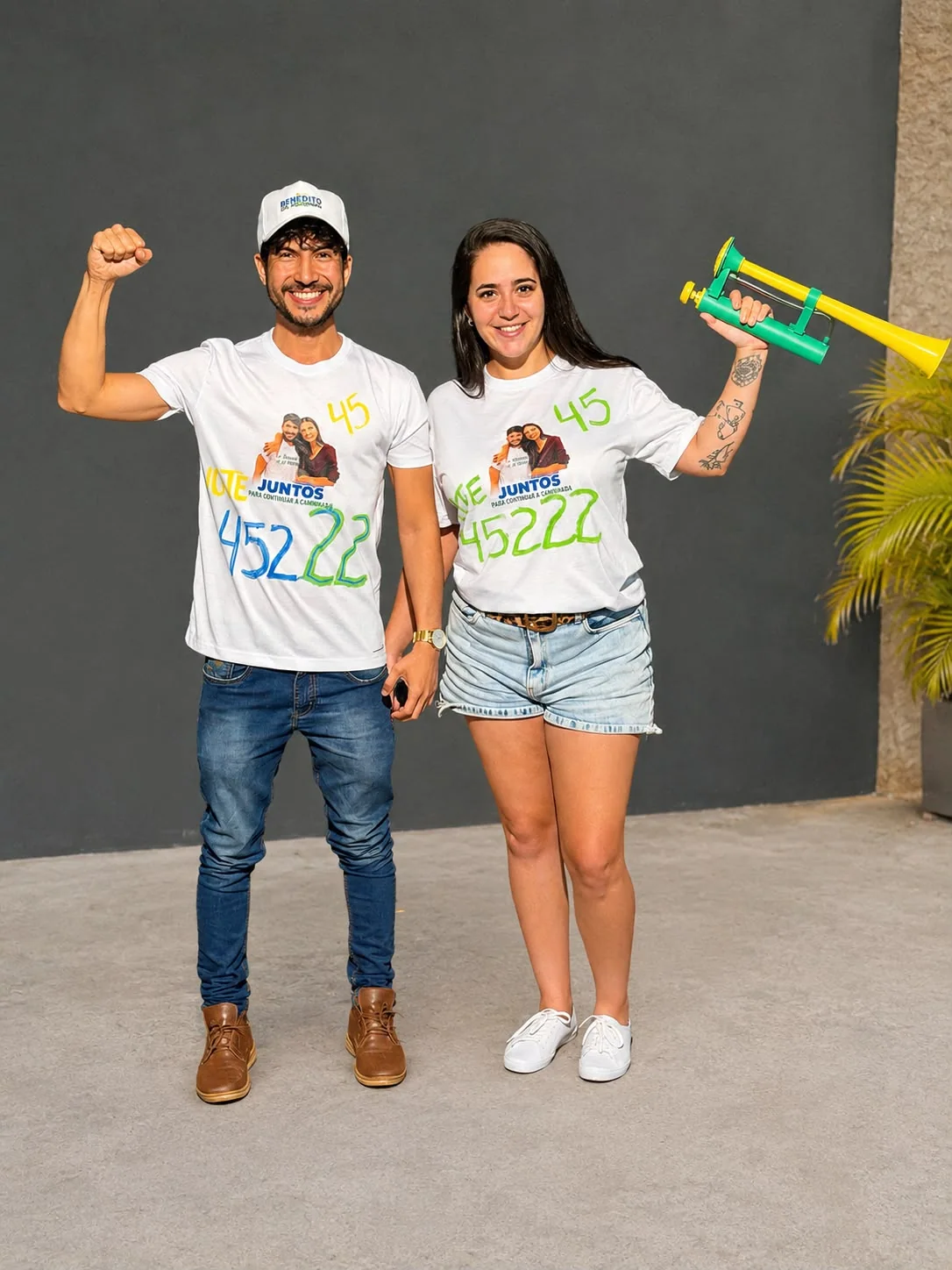 Benedito e apoiadora durante atividade de campanha